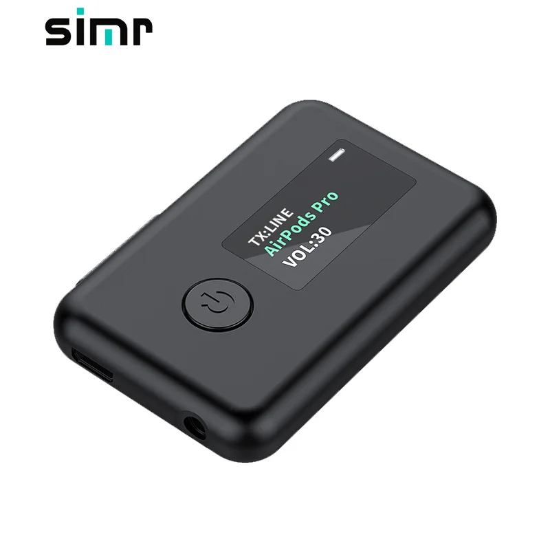 

Simr BT5.0 stereo 3.5mm wireless audio video car hifi music aux 2 in 1 bluetooth 5.0 transmitter and receiver, Black