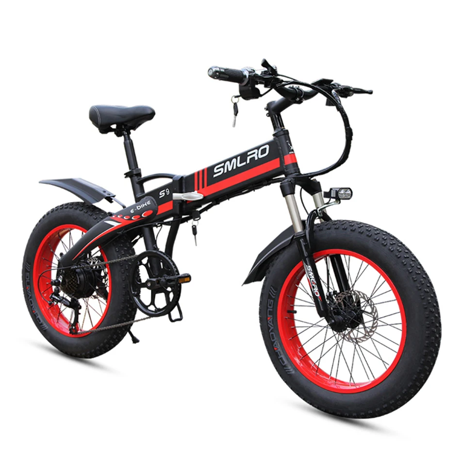 

2021 Upgraded 20 Inch SMLRO S9 Fat Tire Ebike Folding electric bicycle 1000W With 14AH Samsong Battery