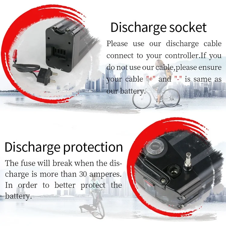 
Rechargeable Bottom Type Discharge 24V 36V 48V Li-ion Silverfish Battery Pack for Electric City Bicycle 