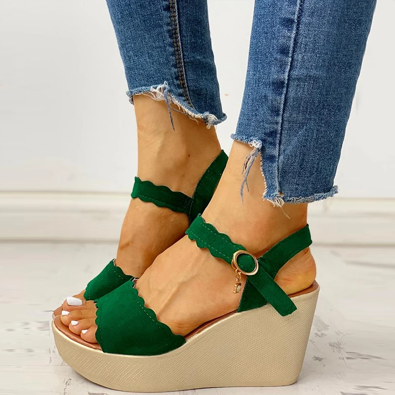 

LZT1711 Ankle Strap Buckled Platform Wedge Sandals