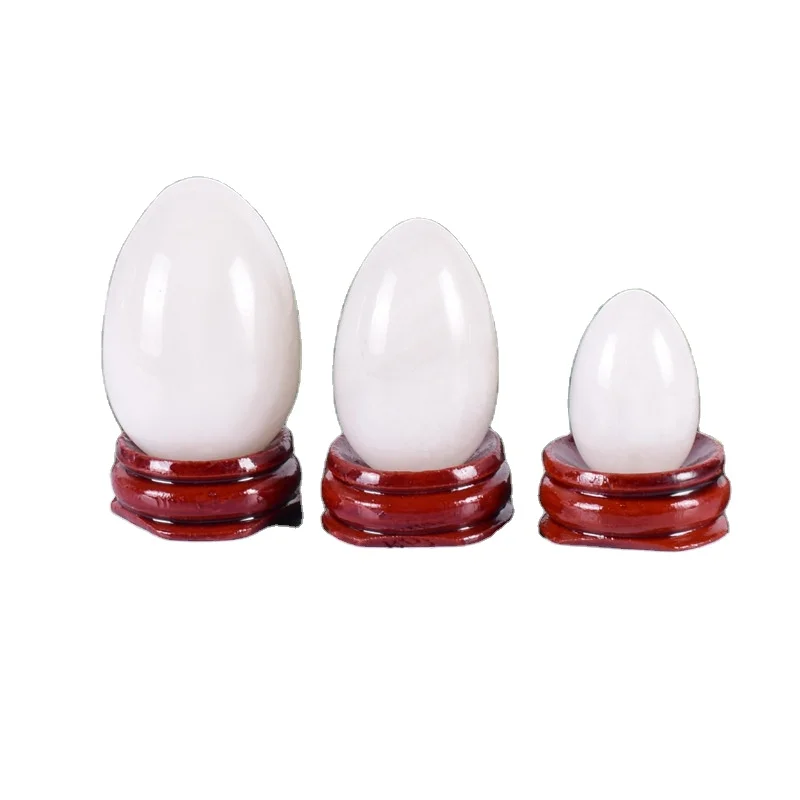 

Best certificated Nephrite Jade yoni egg set of 3 white jade Yoni Eggs for women undrilled and drilled