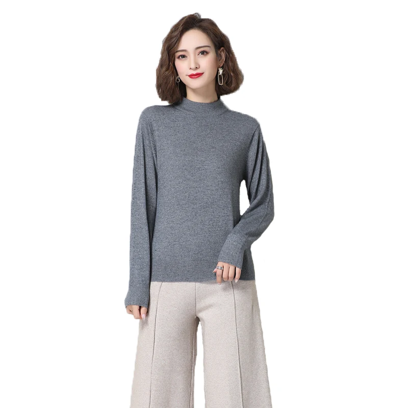 

Factory Direct Women Solid Turtleneck Cashmere Pullover Basic Style Sweater For Office Lady