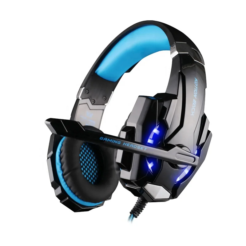 

SUNDI Kotion Each G9000 Gaming Headset With Light G9000 Microphone Stereo Gaming Headphone Big Headphone For PC Computer, Black+blue,black+red