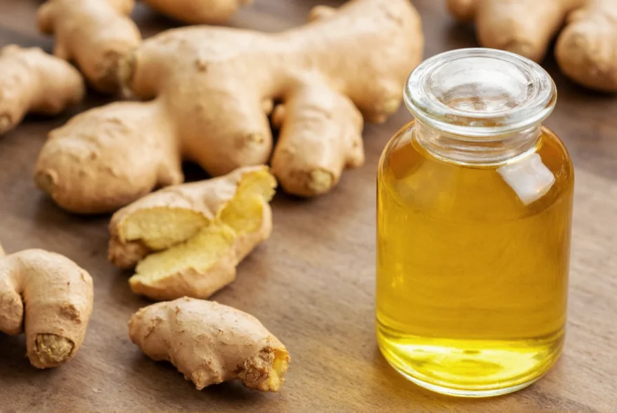Step-by-step process of making ginger oil at home with glass jars and fresh ingredients