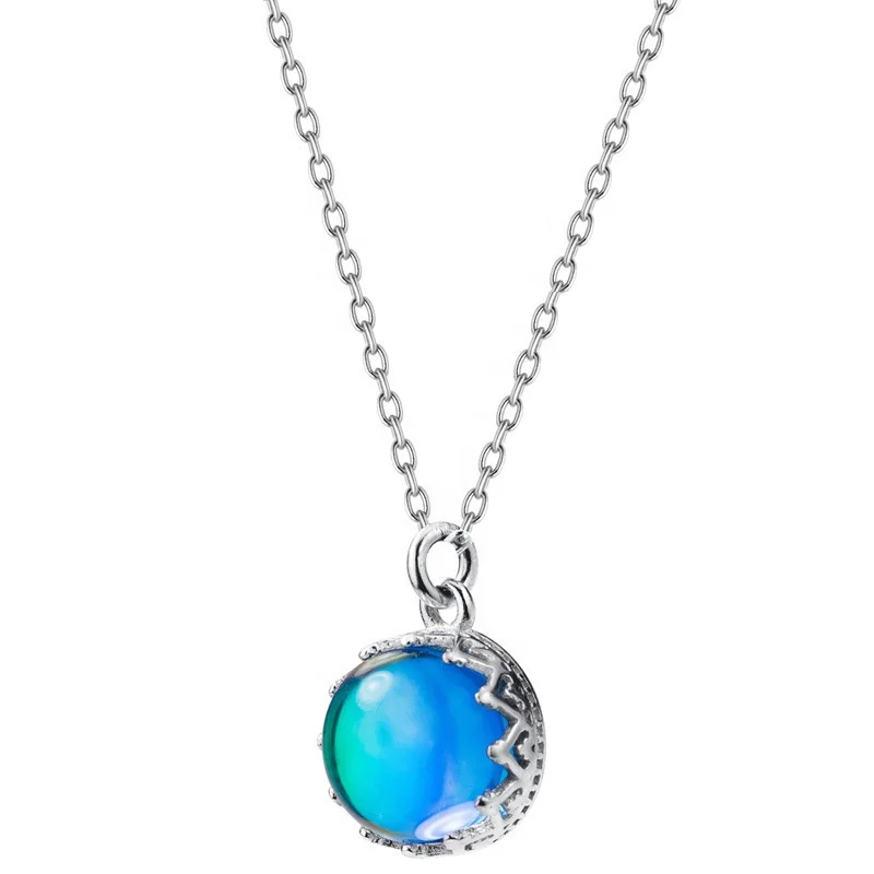 

Chain glass crystal gradient moonstone aurora pendant female clavicle necklace N217