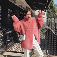 

Korean casual soft sweater pullovers 2019 Winter autumn Long-sleeve split-breasted velvet Sweater Women Knitted Sweater female