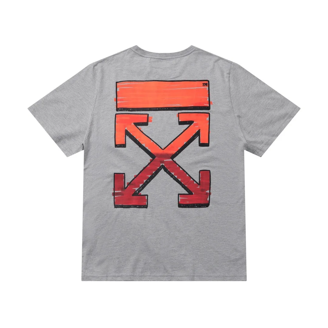 

Summer Fashion Off OW Brand Unisex Couple T-shirt Short Sleeve O Neck Printed Graffiti Arrows Loosen Casual Men T-shirt, Picture color