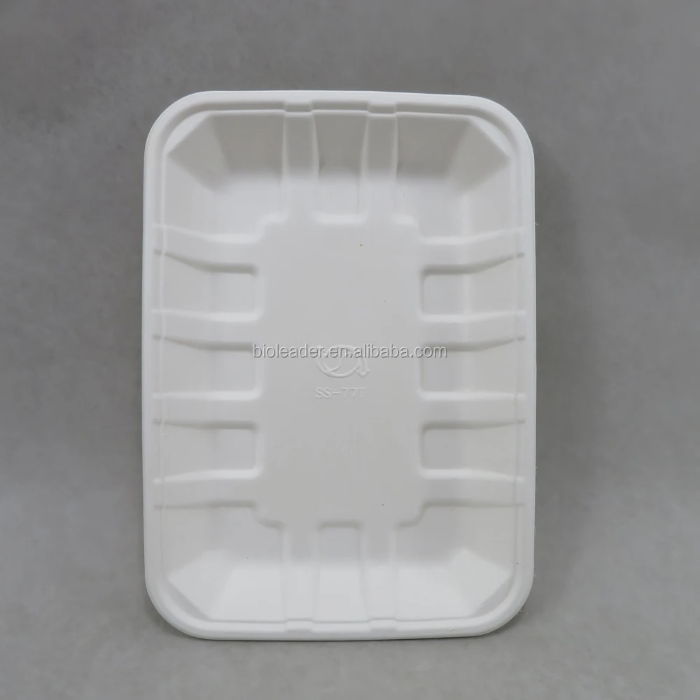 

Food Bagasse Tray Bagasse Tray Disposable Food Rectangle Sugarcane Tray, White