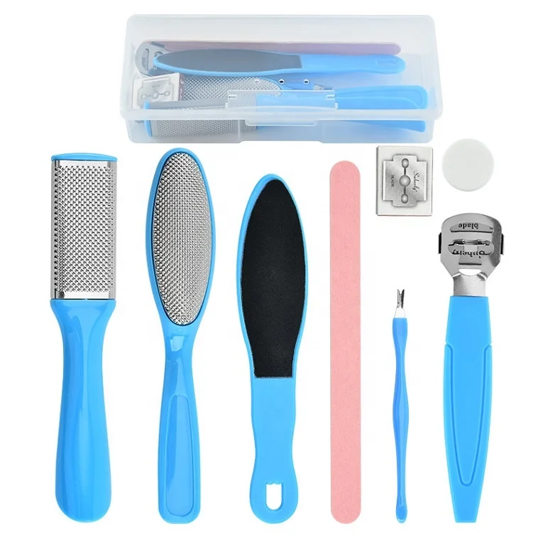 

Professional Blue 8 Piece Set Foot File Pedicure Callus Remover Tools Pedicure Planer Tool kit Feet Rasp Foot Dead Skin Remover, According to options