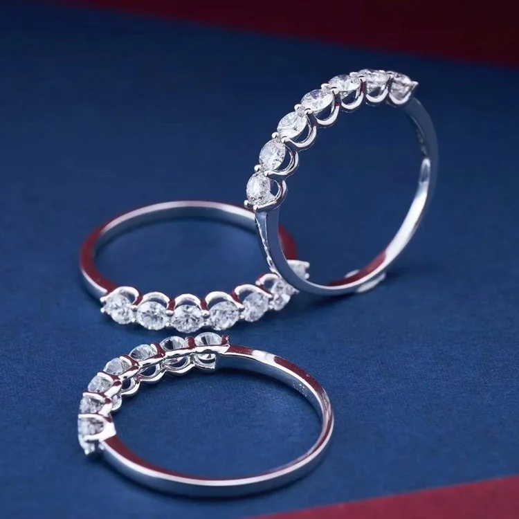

14k/18k white solid gold 3.0mm moissanite diamond half eternity engagement rings women jewelry