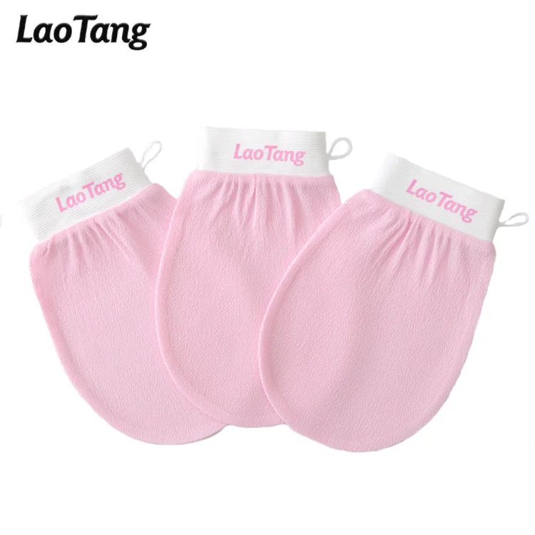 

TikTok Hot Sale The Most Popular Pink Color Wholesale Factory Price Body Exfoliating Gloves Bath Gloves