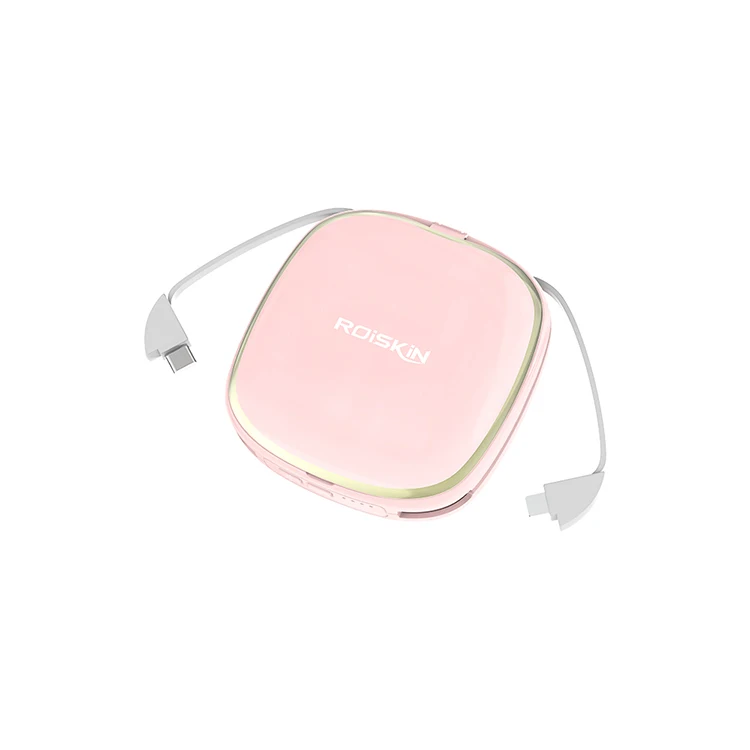 

Innovative Products 2021 Power Banks 5000mah Power Bank With LED Beauty Mirror For Makeup using, Pink