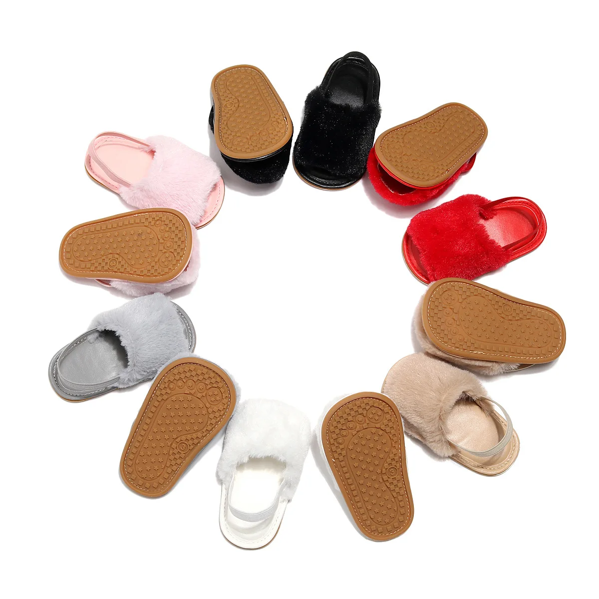 

RTS wholesale cute baby girls plush shoes soft toddler shoes baby sandal prewalker 0-2yrs Antiskid Toddler shoes sandals, Solid color