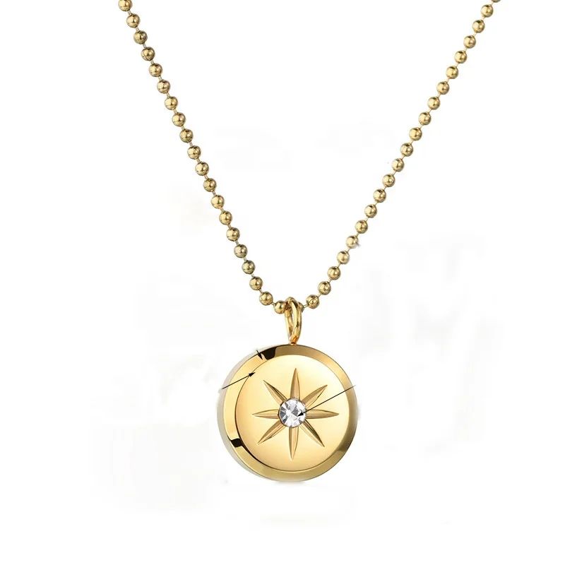 

Jiushang new style round circle custom stainless steel sliver gold pendant necklace for women