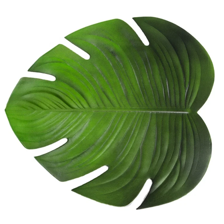 

IN STOCK Waterproof Non-slip Artificial Palm Leaf Green EVA Placemat For Spring