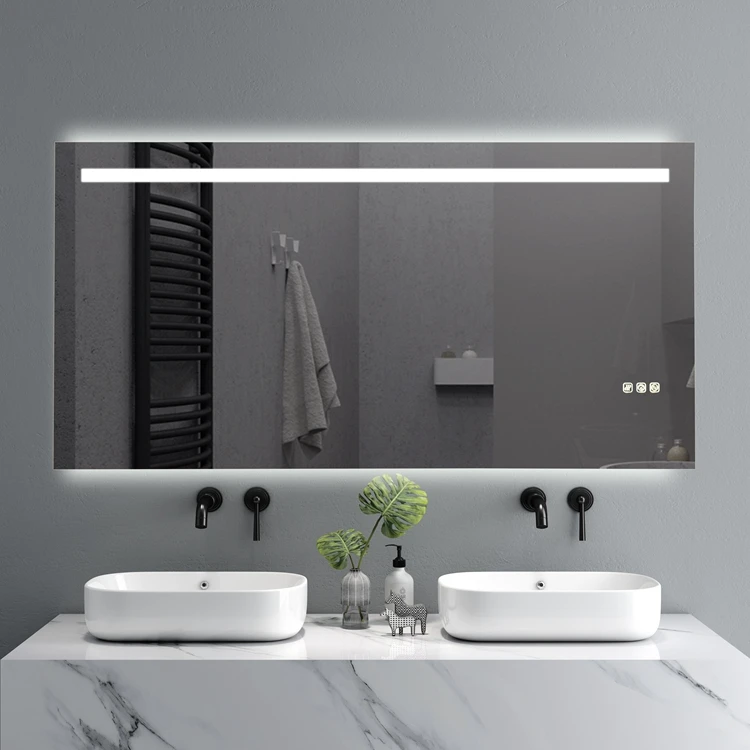 

Illuminated Backlit Lighted Bathroom Anti Fog Bath Smart Frameless Touch Screen Bathroom Backlit Mirror Light Led