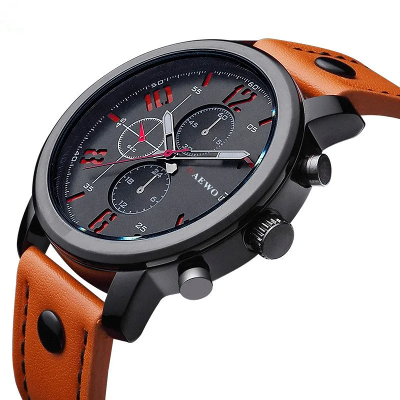 

Big COOL Fashion Brand Luxury Military Watches Men Leather Sports Quartz Watch Casual Wristwatch Clock Male Relogio Masculino