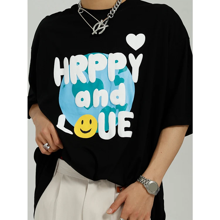 

Supplier Custom Logo Quality Men'S Colorful 3D Puff Print Drop Shoulder Oversized Tshirt Foam Screen Print Men Hip Hop T Shirts