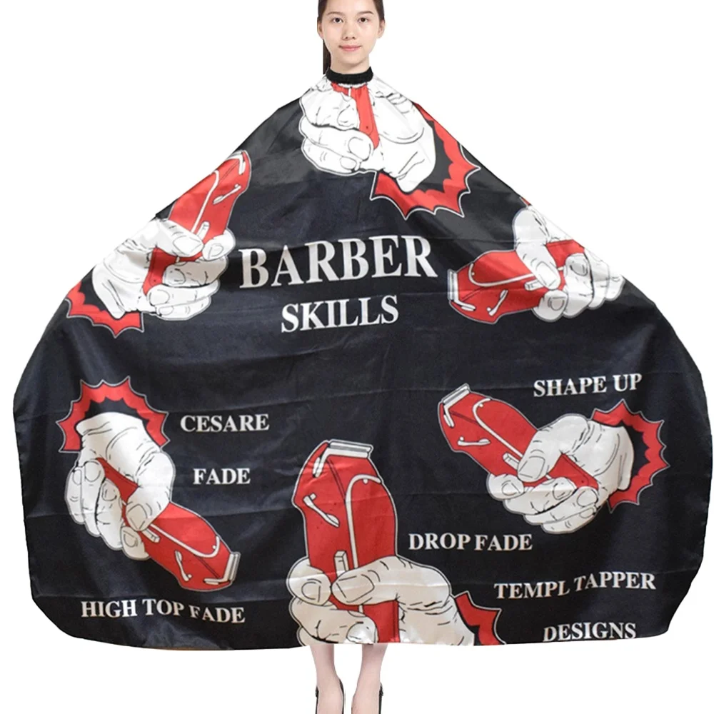 

Wholesale Barber Plastic Hair Cutting Cape Pattern Haircut Gown Waterproof Cape With Elastic Neck, Red