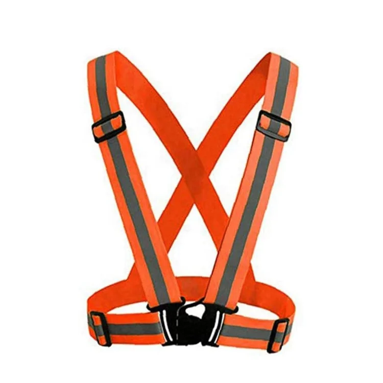 

Reflective Vest Straps Lightweight Gear Adjustable Elastic Safety Straps 360 Degree High Visibility Cross Belt, Green orange blue red