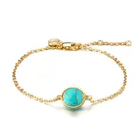 

RINNTIN SB21 Real 925 Sterling Silver Gold Plated Pearl Turquoise Lapis Opal Bracelet