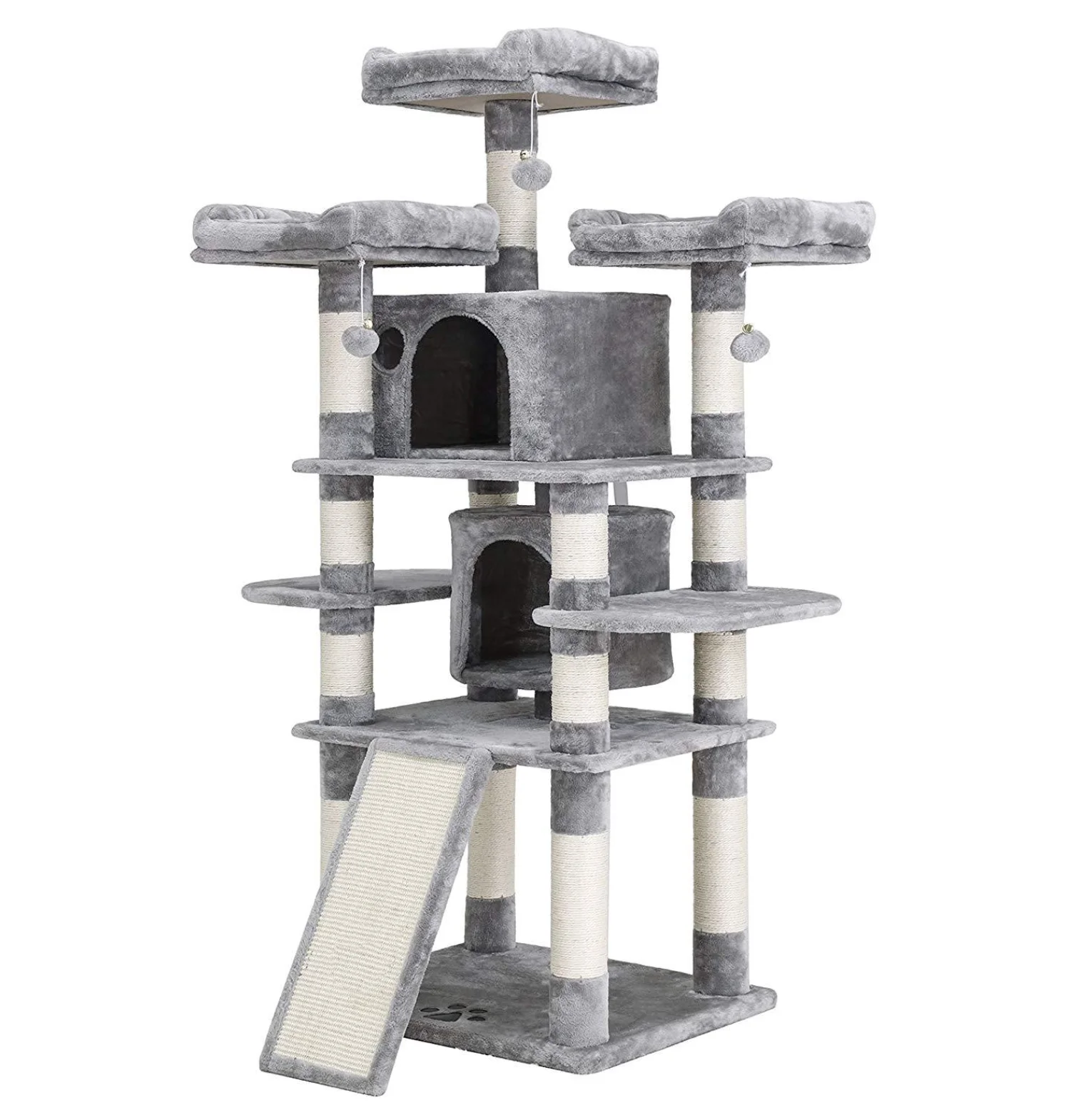 

Extra Large Multi-Level Condo Furniture Scratching board Posts big Cat Tower Tree with Sisal-Covered, Grey