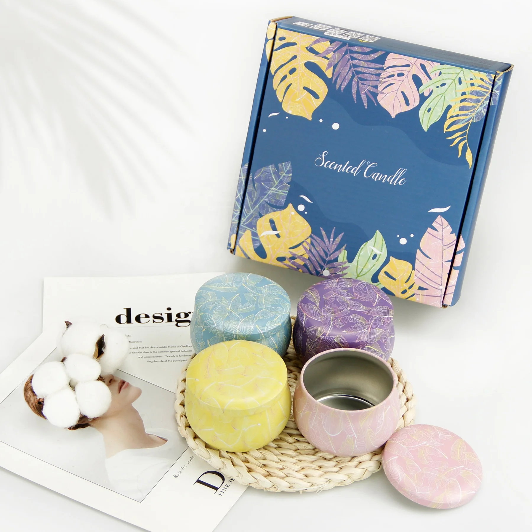 

Wholesale Luxury Decorative Empty 2 /4 /8 Oz Candle Tea Gift Tins Seamless