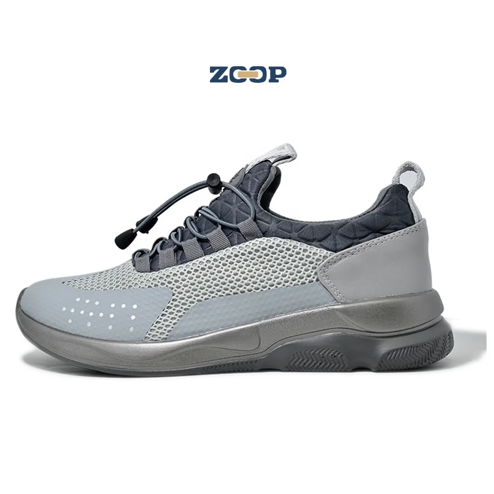 

Elastic band mesh material fashion sneaker ZOOP grey causal shoes for men