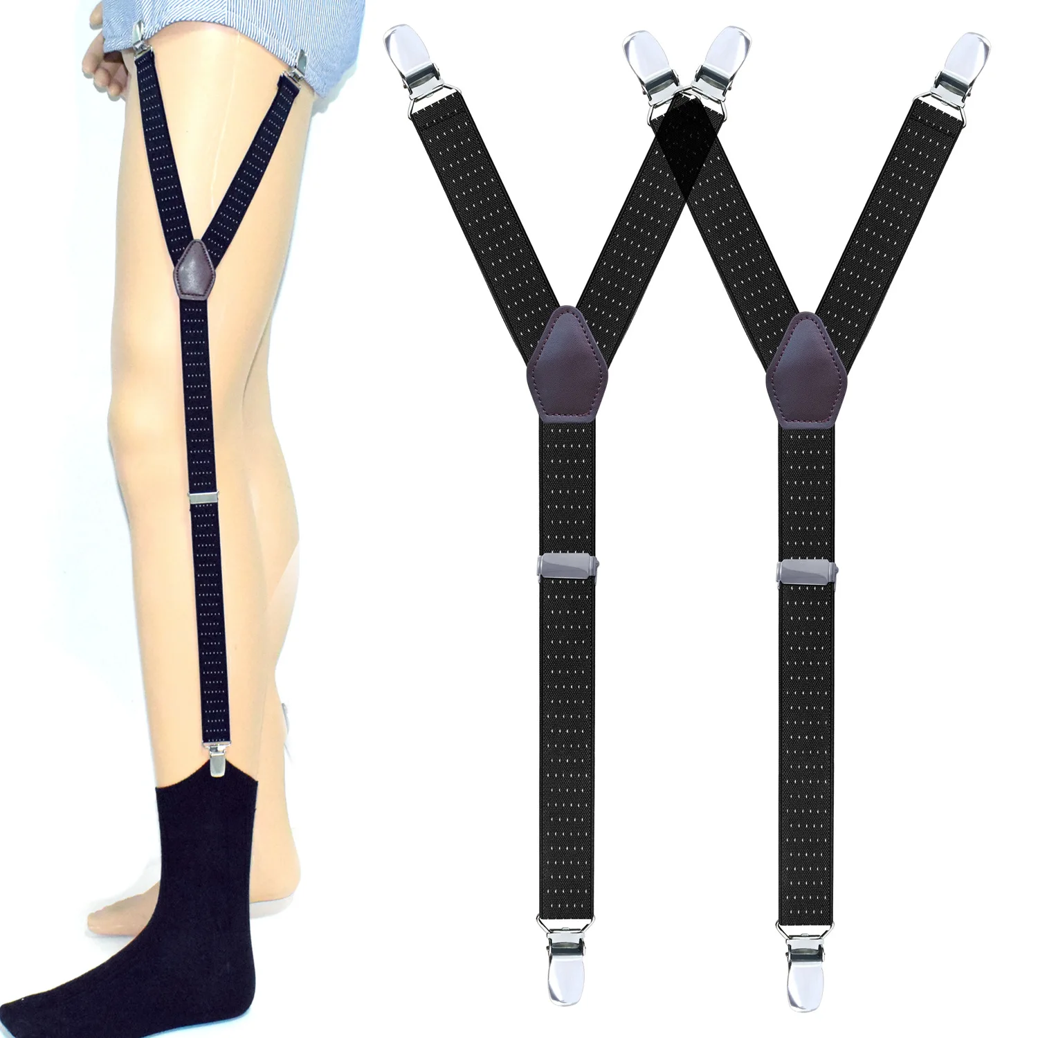 

Men Shirt Stays Garter Suspenders Holder Elastic Y Shape Adjustable Uniform Locking Clamp Braces Shirts Garters