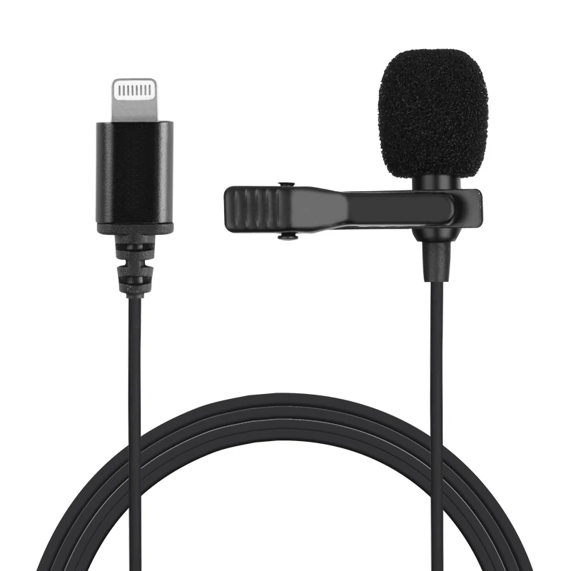 

M1-A Factory Mobile phone Interview Mic Live Recording Lavalier Microphone For Iphone lightning IOS