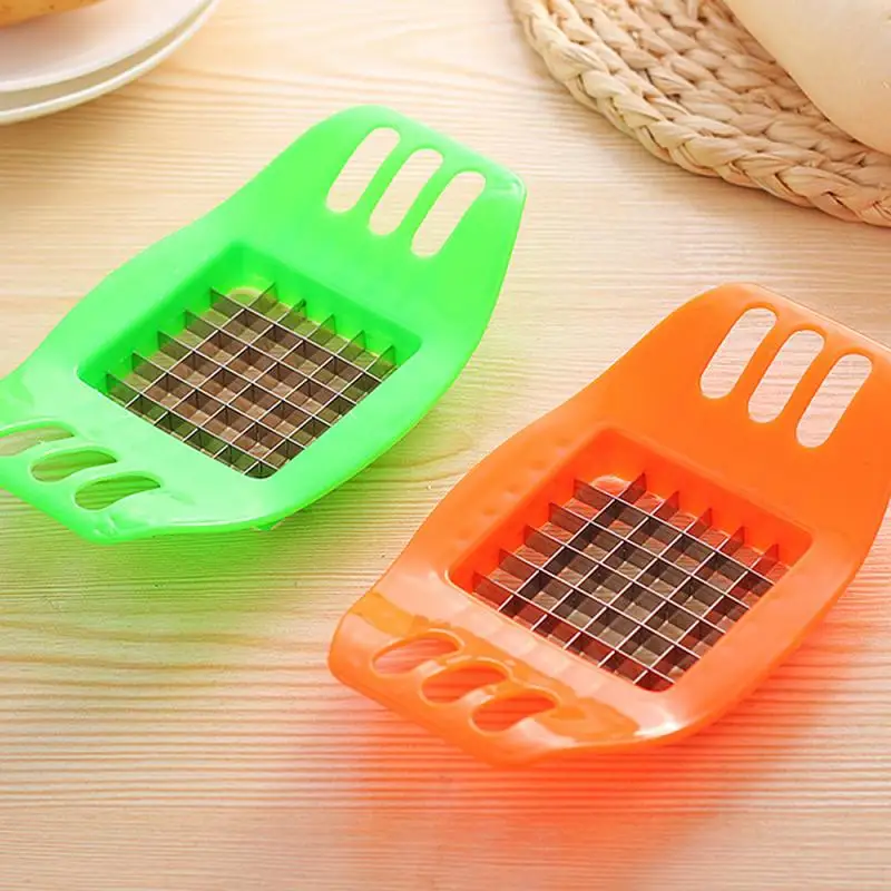 

Potato Cutter Stainless Steel French Fry Tool Fries Cut Vegetable Fruit Slicer Chopper Dice Kitchen Accessories, Green, orange, white, blue