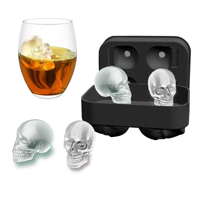 

BBA436 Easy to Clean Multifunction New Product 3D Skull Ice Cube Tray Whiskey Personalized Ice Cube Tray, Blue,black