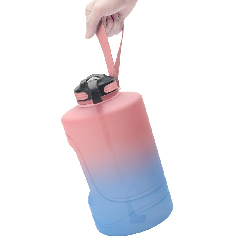 

2021hot amazon gallon sport water bottle Large Capacity motivational Water Bottle PETG Plastic Time Marker custom logo, Customized color