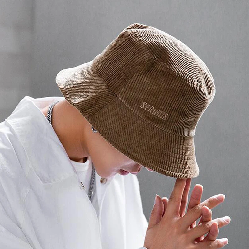 流行的高品质休闲纯色黑色男士水桶帽