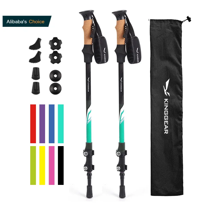 Custom 3-section telescopic folding Aviation Aluminum 7075 tracking walking hiking Sticks Trekking  Poles