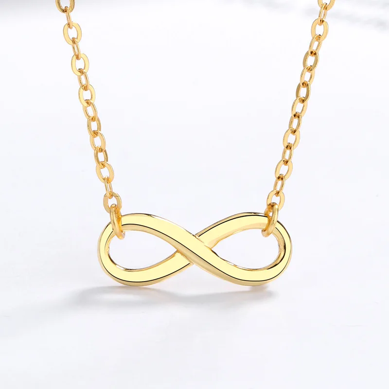 

fashion minimalist jewelry 925 sterling silver simple figure number eight pendant gold plated necklaces for women