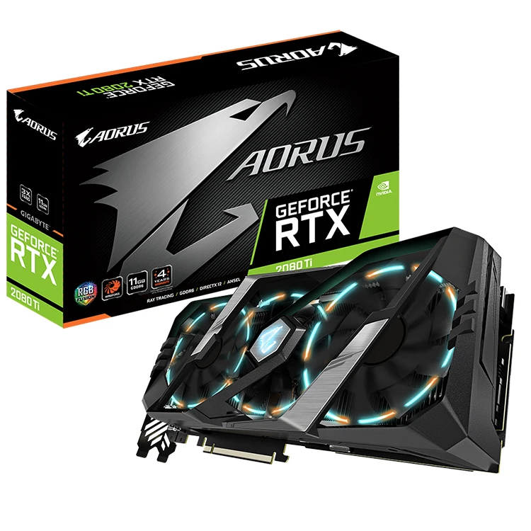 

NVIDIA GIGABYTE AORUS GeForce RTX 2080 Ti 11G Gaming Graphics Card with WINDFORCE Stack 3X 100mm Fan Cooling System