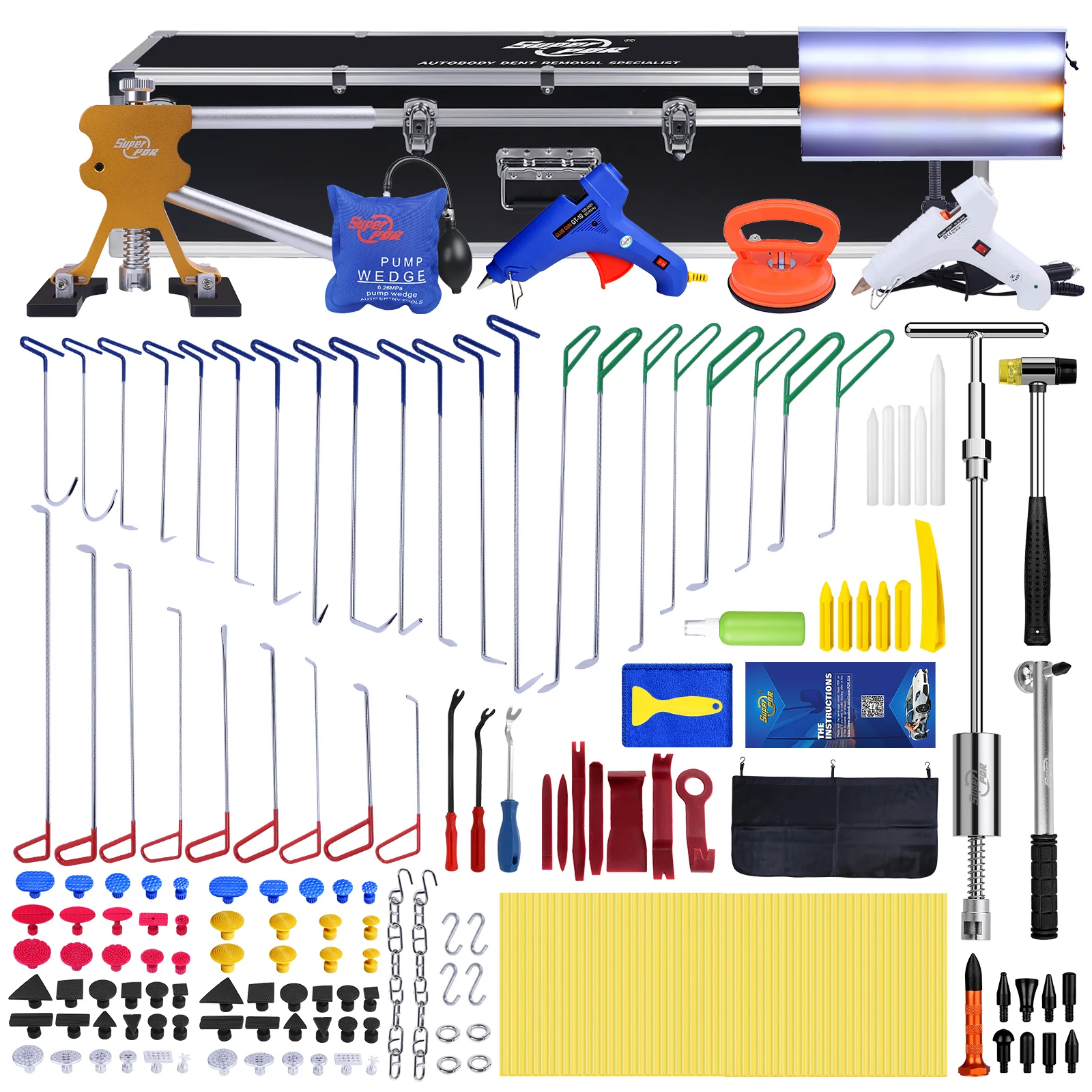 

Super pdr rods kit car dent remover kits pdr tools dent lifter hail dent removal repair tools kits