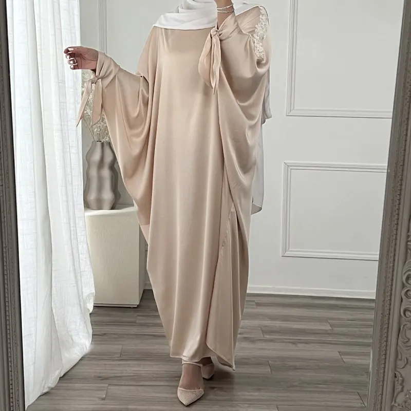 

Muslim Women Fashion Elegant Satin Farasha Abaya Dress