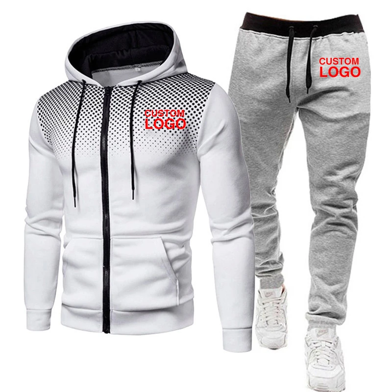 

Custom logo Cotton Sports Men Jogger Sweat suit zipper Gym Jogging Hoodies Tracksuits Set Men gradient cool hooded sweater suit, Custom color