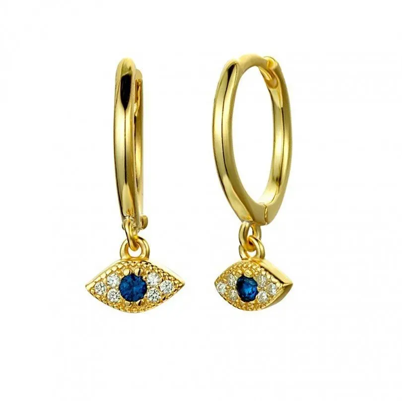 

Good Huggie Hoop Earring Eye with Stone Drop Earring Modern Earring, Silver, gold