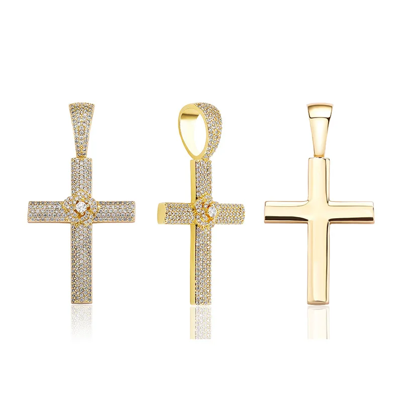 

Hip-hop Jewelry Full of Zircon Roses Cross Pendant Men's Necklet Simple Fashion Accessories