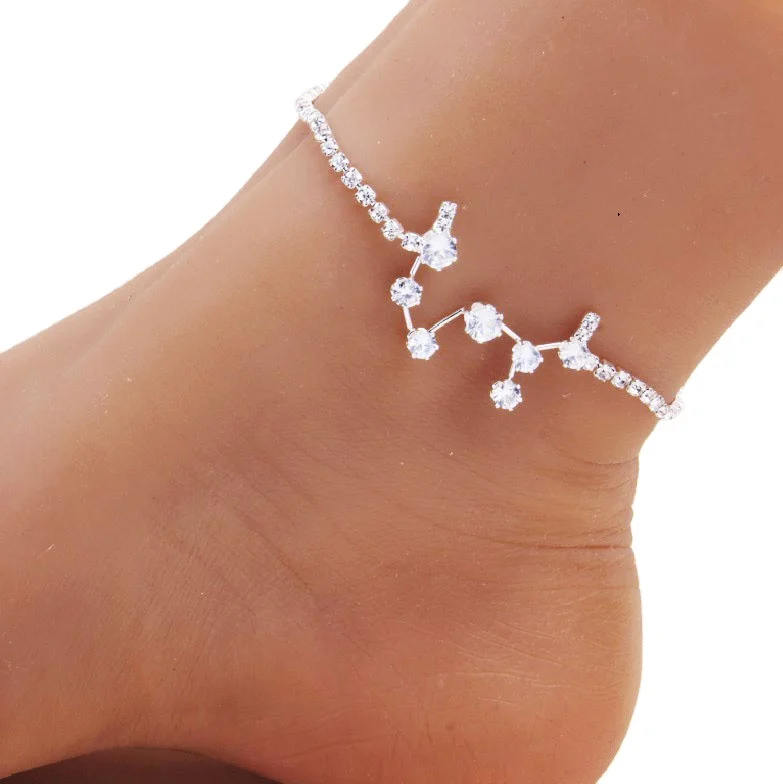 

Hot sell 12 diamond Zodiac Signs anklets bracelet for women anklets foot jewelry, Picture shows