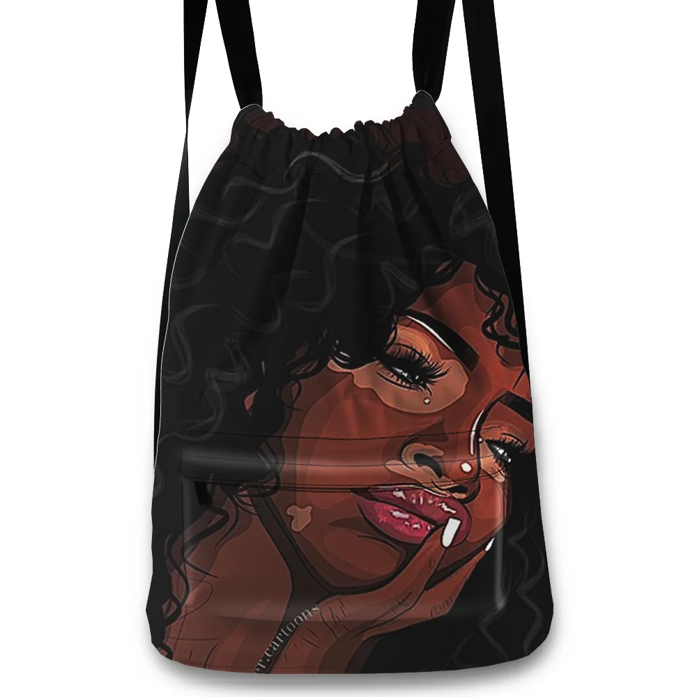 

2022 High Quality Polyester Black Africa Wholesale Makeup Cosmetic Customize Logo Style for Unisex Girl Drawstring Backpack Bag