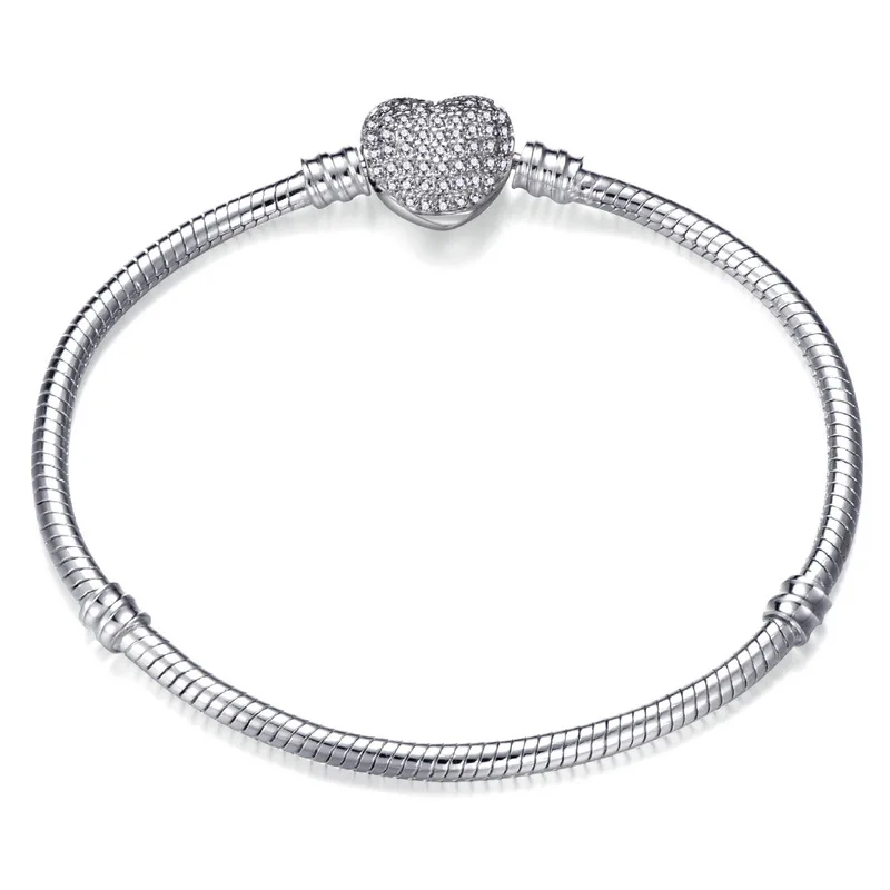 

High Quality Authentic Silver Color Snake Chain Fine Bracelet Fit 7BEADS European Charm Bracelets for Women DIY Jewelry Making