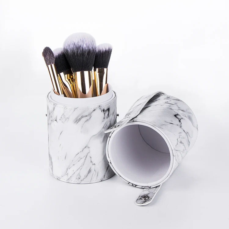 

Portable Beauty Tool White PU Leather Marble Cosmetic Bag & Box for Makeup Brushes