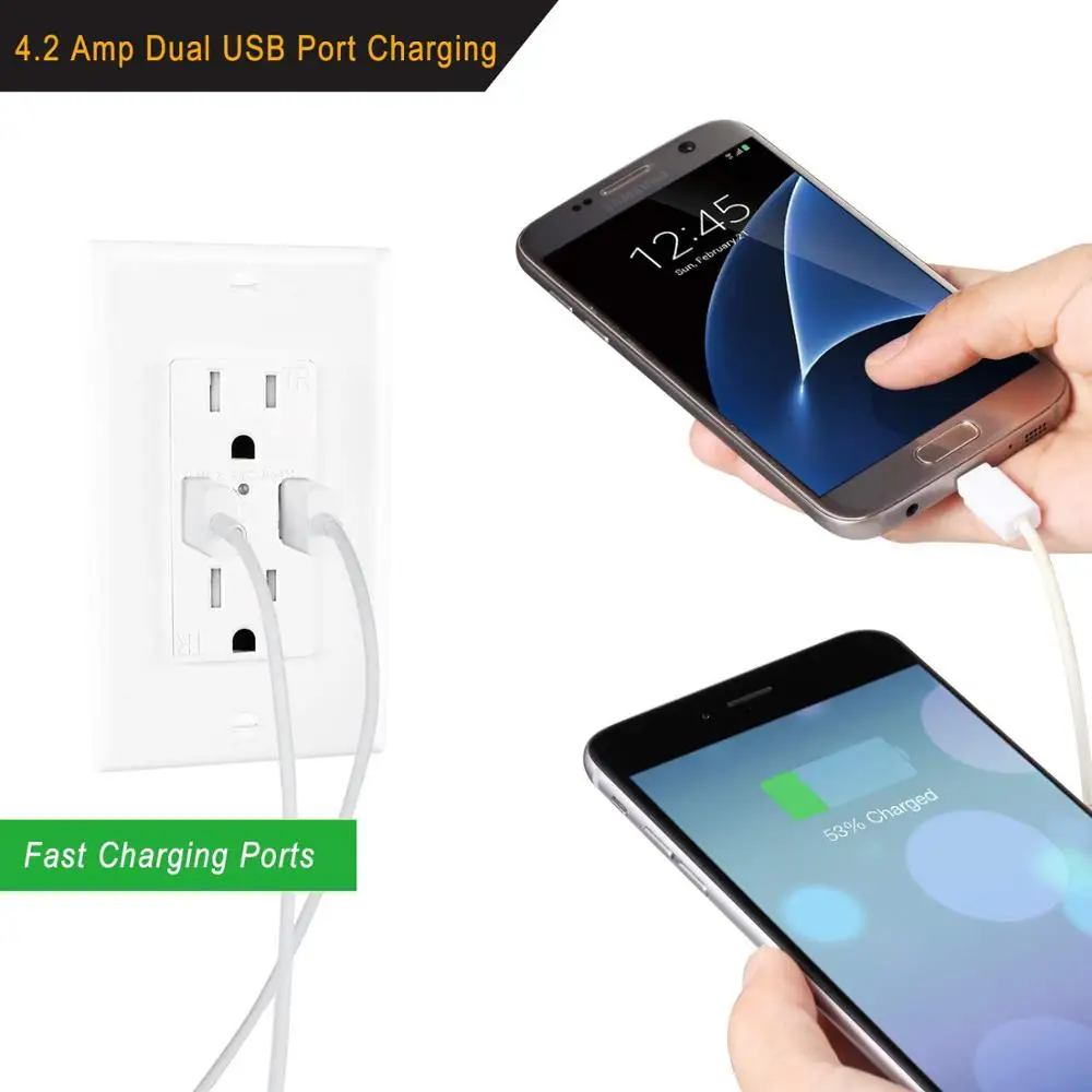 
Free Sample Dual 4.2A Fast Charging USB Wall Socket 