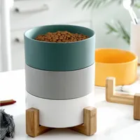 

pet hot selling High quality bamboo fiber raised cat food feeder pet bowl