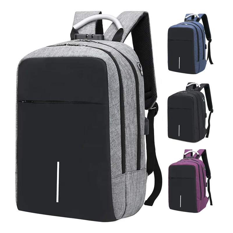 

OEM Custom logo waterproof business bag anti-theft laptop backpack with usb charger, Light gray, dark gray, black;customized