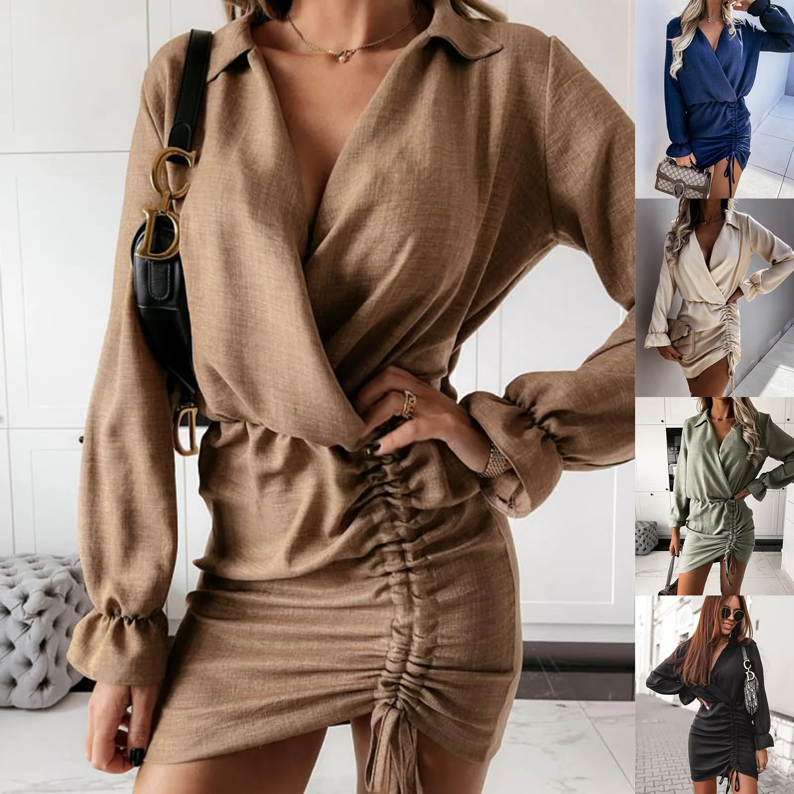 

Shunying OEM vetements pour femmes sweet V-neck plus size 2021 elegant shirt dresses women casual